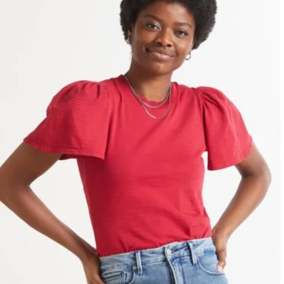 Nation LTD Savanna Flutter Sleeve Mock Neck Heartbreaker New Size Large Evereve - Picture 1 of 7